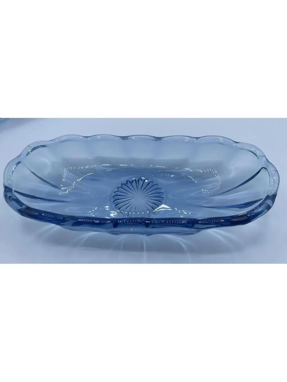 Vintage Blue Imperial Glass Co Decorative Relish Tray 1950s/1960s